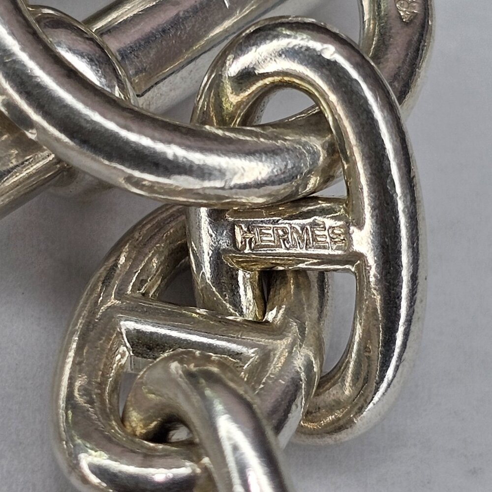Vintage 36 Links 105g Hermes Chaine d’Ancre Silver Necklace Double Bracelet - Picture 3 of 9